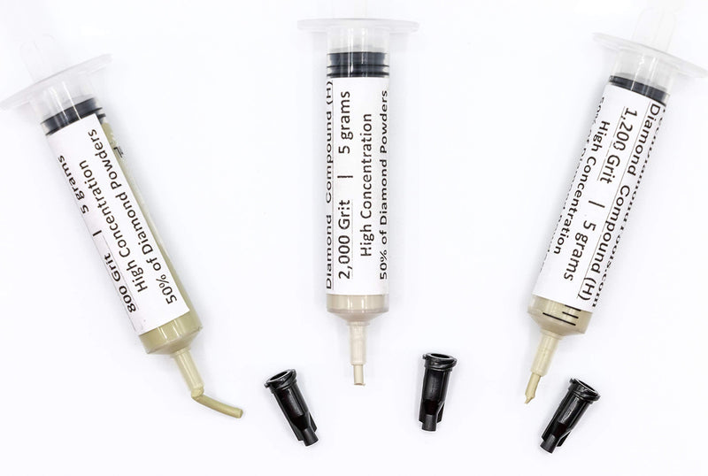 TechDiamondTools Kit of 3 Diamond Lapping Paste Polishing Compound 800 1200 2000 Grit Lapidary Paste for Rock Glass Metal Jewelry Resin Marble with High Concentration of Diamond Powder USA Made 2000 1200 800 grit
