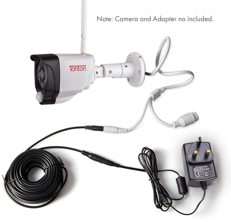 Tonton Power Extension Cable 33ft 10M 2.1mm x 5.5mm Compatible with 12V DC Adapter Cord for CCTV Security Camera IP Camera Standalone DVR Black