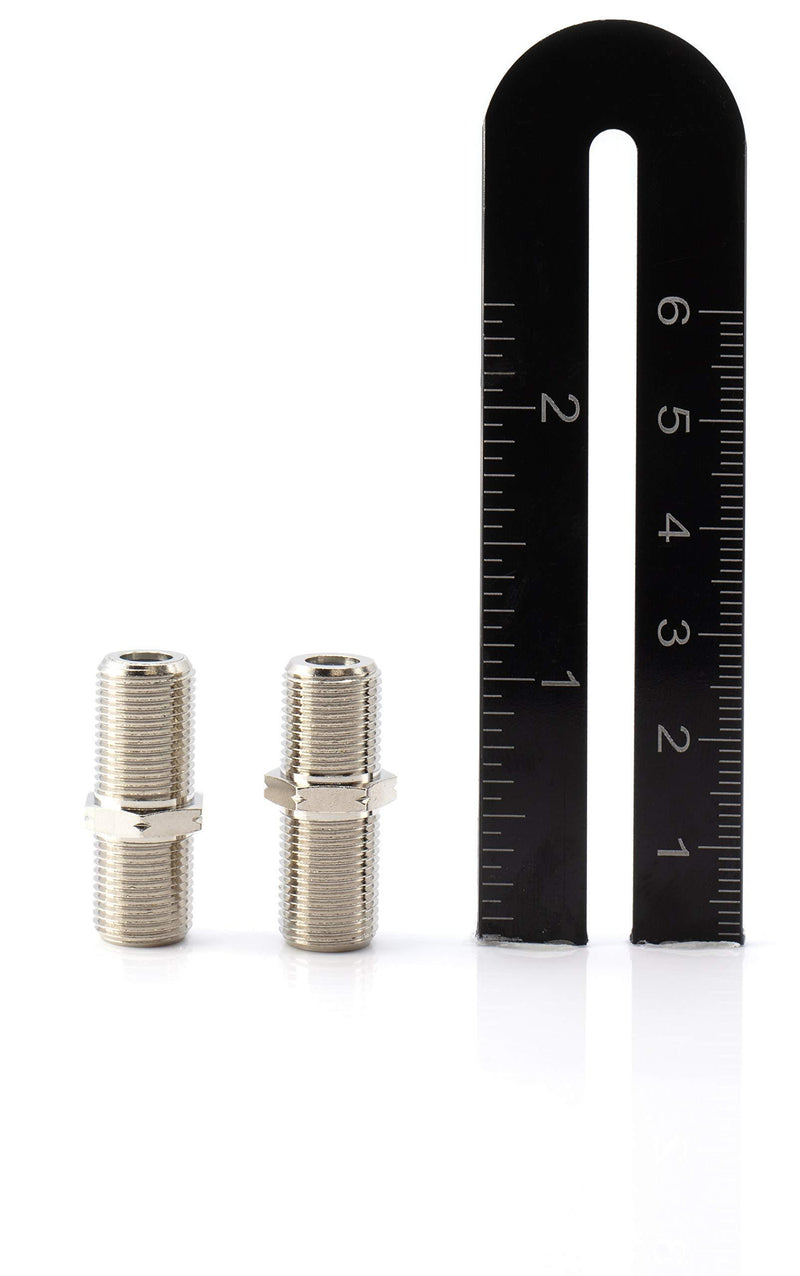 Cable Extension Coupler, with Washer and Nut - 10 Pack - Works with Wall Plates - Connects Two Coaxial Video Cables, for Coax F81 (Female to Female) 3GHz Satellite, CATV Silver