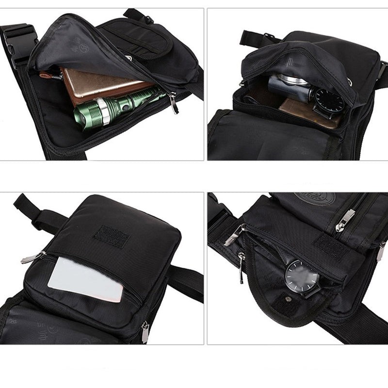 LJNGG Mens Waist Bag Fanny Pack Drop Leg Bag Thigh Bag Pouch Tactical Motorcycle Riding Waterproof Outdoor Sport (Black) Black