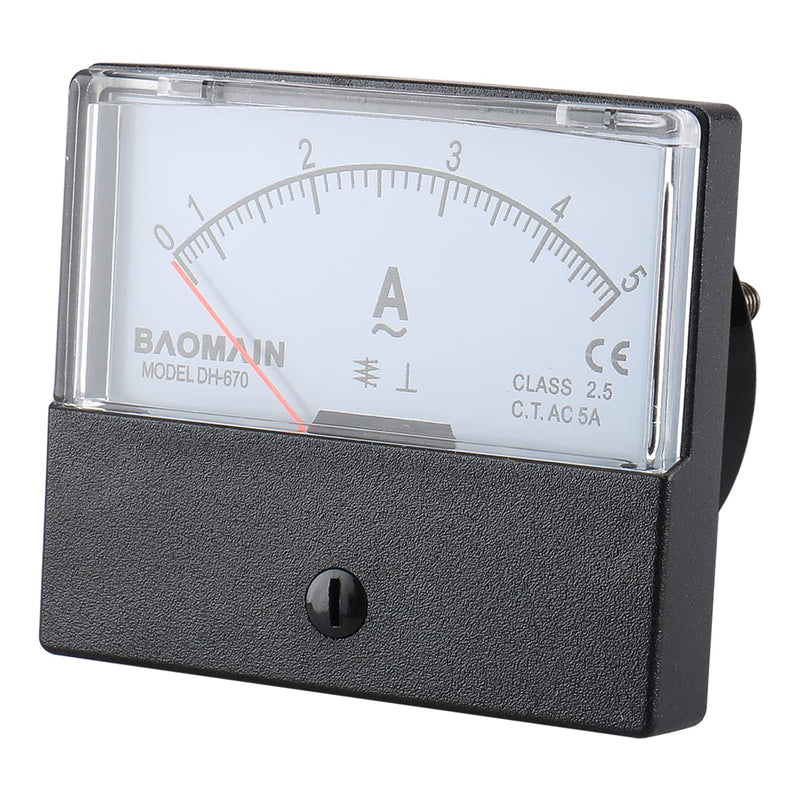 Baomain Ammeter DH-670 AC 0-5A Rectangular Ampere Needle Panel Meter Gauge Amperemeter