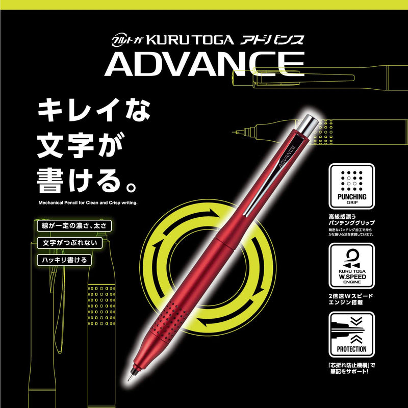 Uni Kurutoga Advance Upgrade Model 0.5mm Mechanical Pencil, Red Body (M510301P.15)