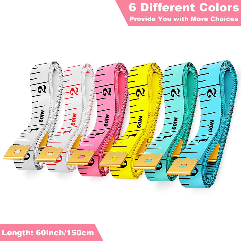 6 Packs Soft Body Tape Measure Measuring Tape for Body Double Scale Small Fabric Sewing Tailor Cloth Waist Pink Measuring Tape Measure for Body Measurements Weight Loss, 150cm/60inch 6