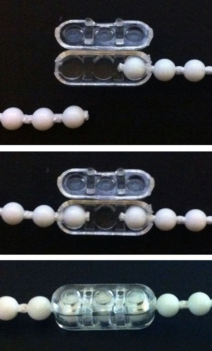 10 QTY: RollEase Clear Plastic Chain Connector for #10 or #6 Beaded Chain for Roller Shades