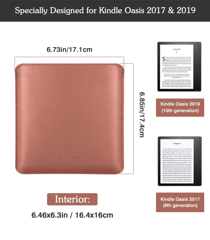 MoKo Sleeve Bag Fits with Kindle Oasis 2017 9th Generation, Kindle Oasis 2019 10th Gen, Ultra Slim Anti-Scratch PU Leather Case Cover Soft Felt Lining Protective Insert Carrying Pouch, Ginger Red Light Mahogany model 7