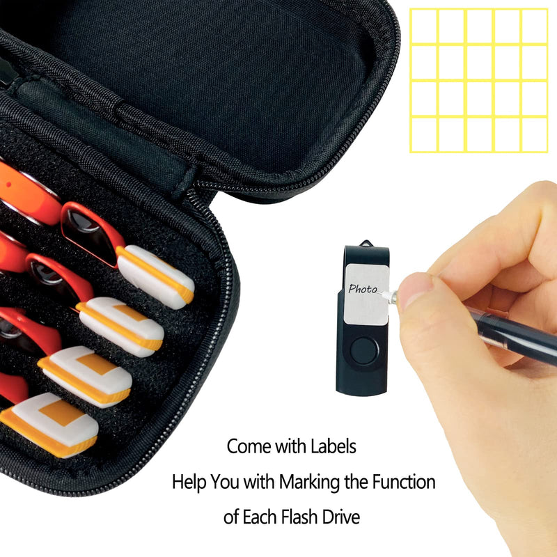 Flash Drive Case JBOS USB Holder 20 Slots Memory Stick Storage Case Hard Shell Thumb Drive Case Organizer for USB Sticks, Zip Drive Case, Jump Drive Case, USB Case (Black / 20 Slots ) 20 Capacities