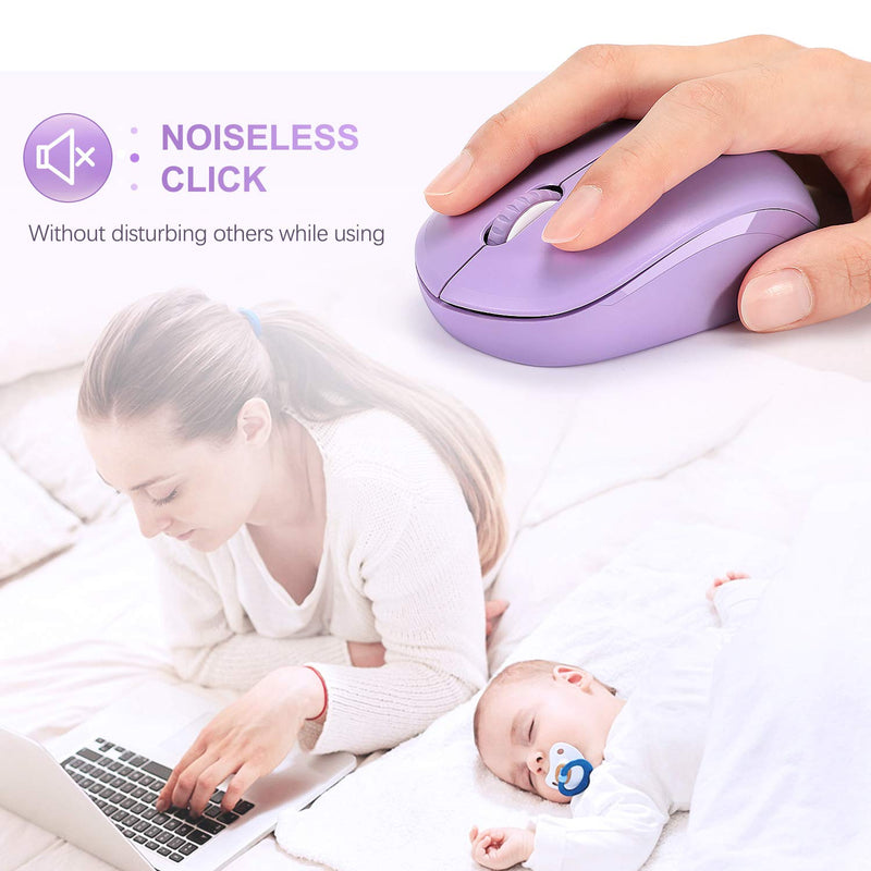 Wireless Mouse, 2.4G Noiseless Mouse with USB Receiver - seenda Portable Computer Mice Cordless Mouse for PC, Tablet, Laptop - Purple