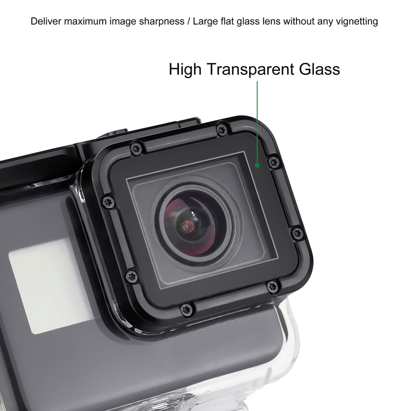 GEPULY Waterproof Housing Case with Diving Filters for GoPro Hero 5 6 7 Black Hero (2018) Cameras - 45M Underwater Diving Housing Shell with Red/Light Red/Magenta / x5 Close-up Filters Waterproof Case with 4 Filters for Hero 5/6/7 Black