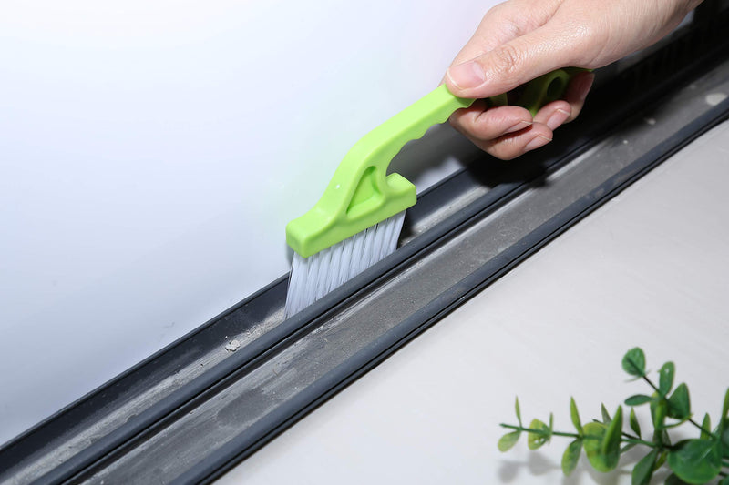 2pcs Hand-held Groove Gap Cleaning Tools Door Window Track Kitchen Cleaning Brushes(Green) Green
