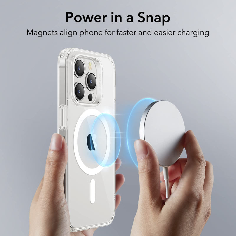 ESR Classic Hybrid Magnetic Case with HaloLock, Compatible with iPhone 14 Pro case, Compatible with MagSafe, Shockproof Military-Grade Protection, Scratch-Resistant Back, Clear