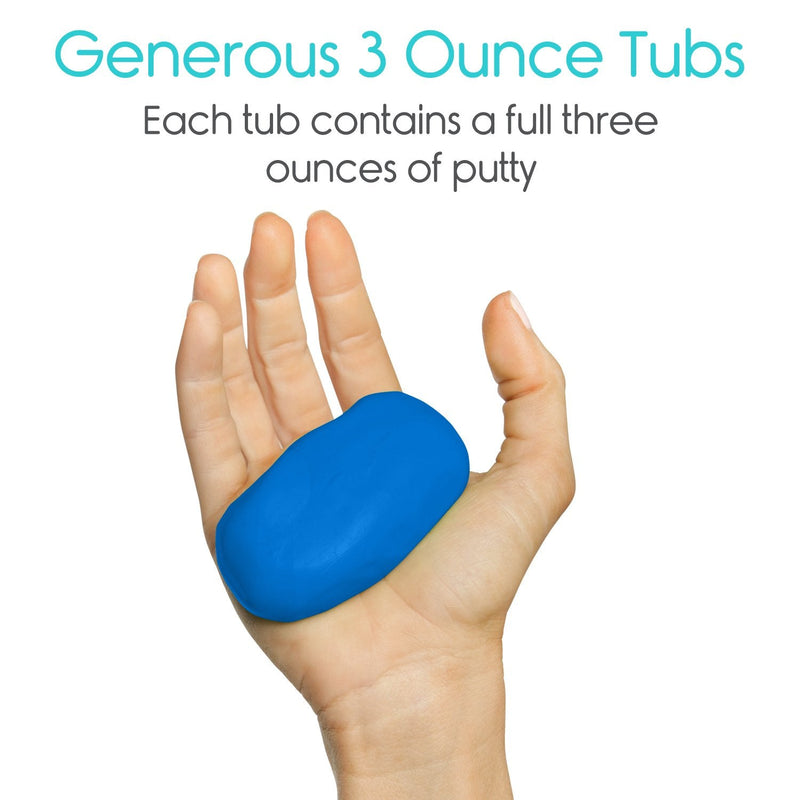 Vive Therapy Putty, Occupational Hand Tools (2 Pack) - Sensory Stress Relief - for Physical Exercise, Finger Pain, Grip Strength, Rehab, Arthritis, Adults, Forearms, Fidgeting, Motor Skills Blue (Medium)