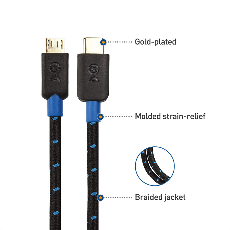 Cable Matters USB C to Micro USB Cable (Micro USB to USB-C Cable) with Braided Jacket 6.6 Feet in Black 6 Feet