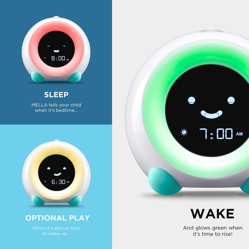 LittleHippo Mella Ready to Rise Children's Trainer, Alarm Clock, Night Light Sleep Sounds Machine (Arctic Blue), Standard Arctic Blue