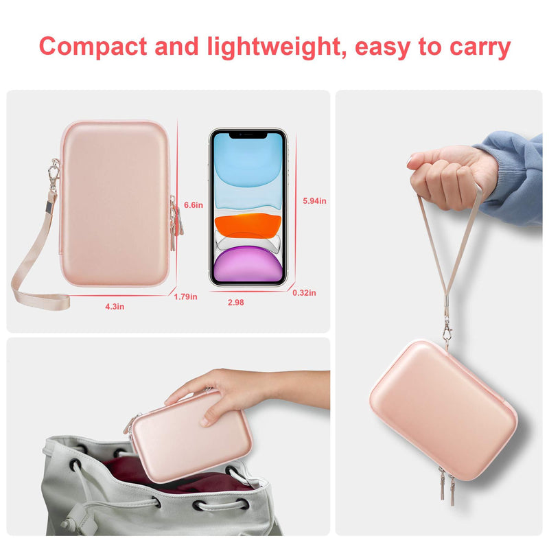 Canboc Hard Carrying Case for Maxone 250GB 320GB 500GB 1TB 2TB Ultra Slim Portable External Hard Drive HDD USB 3.0, Mesh Pocket fits Dongle, Flash Drives, USB Cable, SD Card, Rose Gold