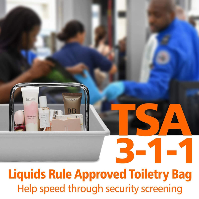 Clear Toiletry Bag, Packism 3 Pack TSA Approved Toiletry Bag Quart Size Bag, Travel Makeup Cosmetic Bag for Women Men, Carry on Airport Airline Compliant Bag Black