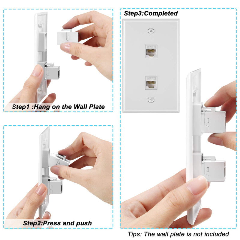 10 Pieces CAT3 Telephone RJ11 6P4C Jack Phone Line Connector Coupler Phone Female to Female Telephone Jack Coupler (White) White