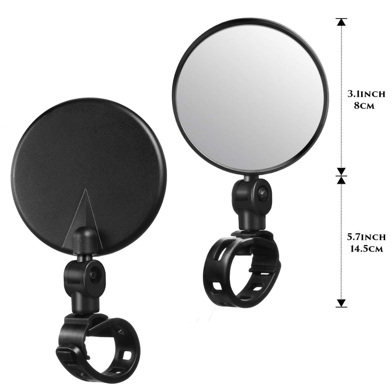 Boao 2 Pieces Bike Mirror Cycling Rear Mirror Adjustable 360 Degree Rotatable Rearview Bicycle Mirrors Shockproof Wide Angle Acrylic Convex Safety Mirror for Most Mountain Road Bike