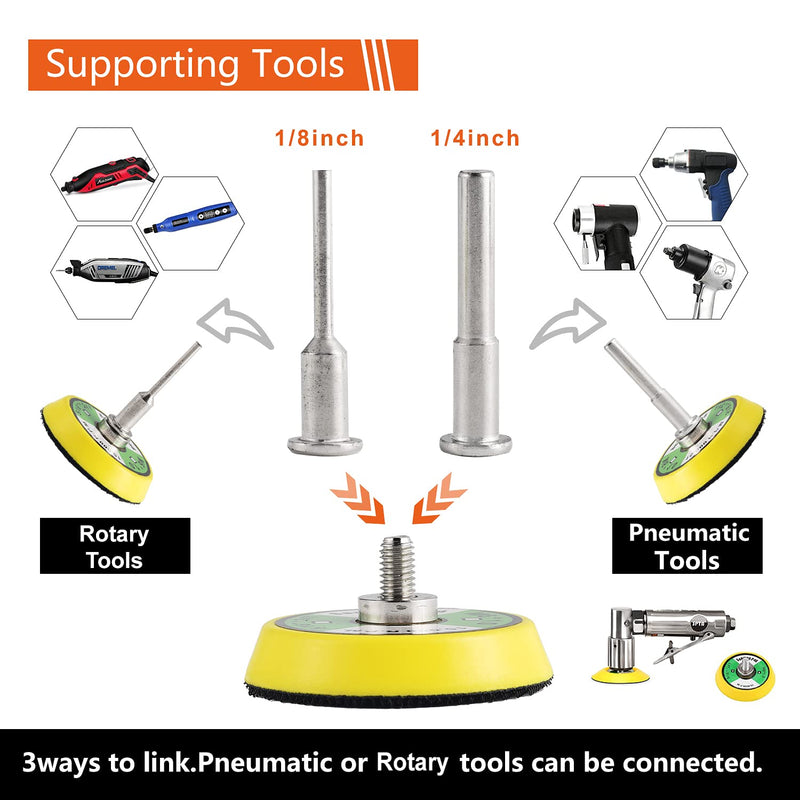 Tshya 240pcs 2" Sanding Disc Pad Set for Drills, Grinders, Rotary Tools, Attachment with 2 Backing Plates, 1/4" Shank, Sanding Pads Included 80-3000 Grit 2" 244pcs