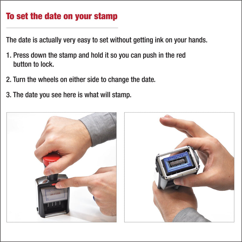 Heavy Duty Date Stamp with"Denied" Self Inking Stamp - 2 Color Blue/Red Ink