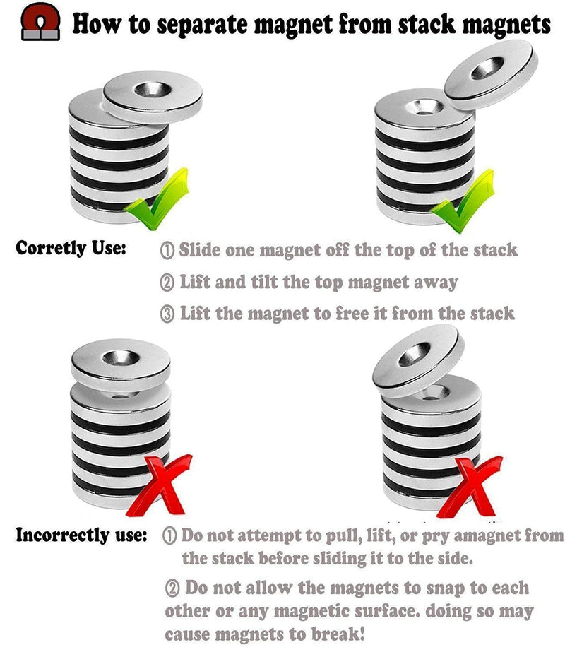 ZDYWY 30 Pieces 8 x 5mm with 3mm Countersunk Hole Permanent Disc Rare Earth Fastener Magnets Refrigerator Neodymium Magnets - 0.32 inch D x 0.2 inch H with 0.12 inch D Screw Hole