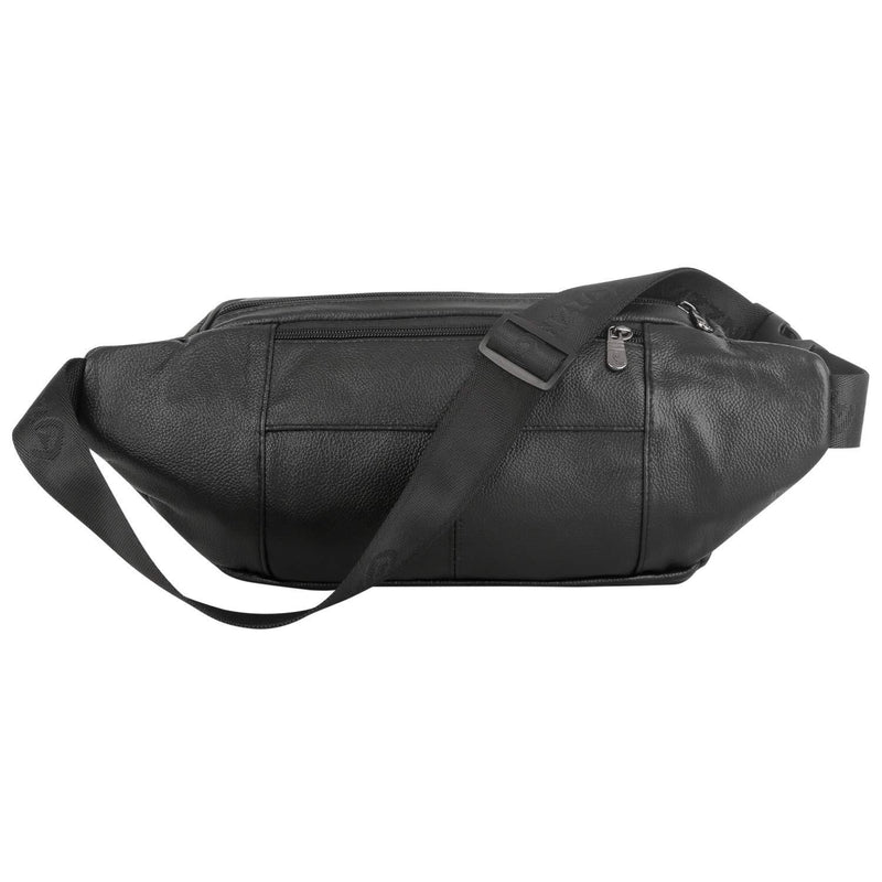 ZZNICK Genuine Leather Fanny Pack / Waist Bag / Organizer with Adjustable Belt, Multiple Pockets For Men and Women Black-873 Large
