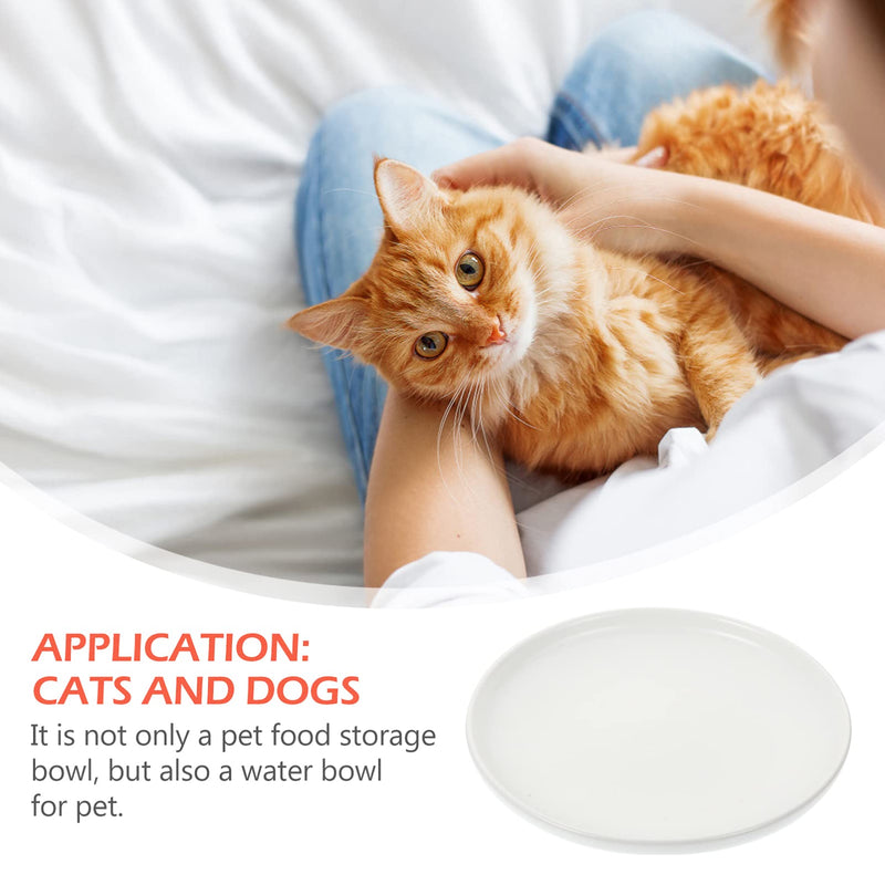 NUOBESTY Ceramic Pet Bowl Cat Food Water Bowl Shallow Cat Dish Whisker Fatigue Cute Pet Plate Feeding Container for Dogs Rabbits Animal Pink White