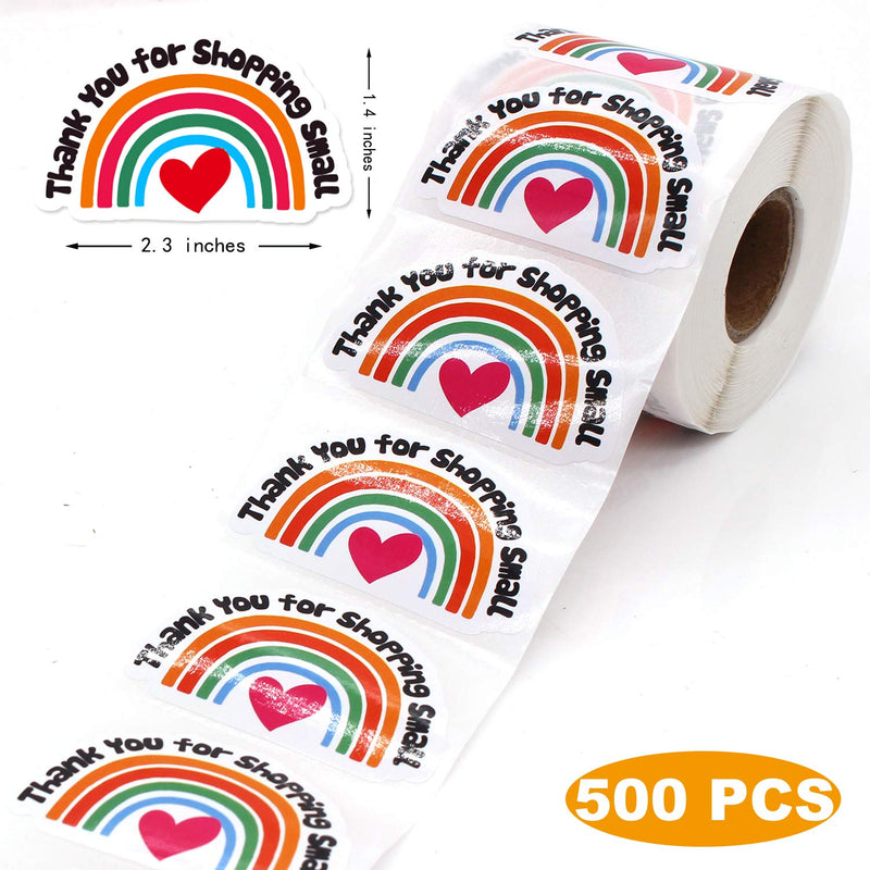 Muminglong 1.5 Inch Thank You for Shopping Small Rainbow Stickers, Small Shop Sticker, Thank You Sticker,Small Business, Packaging Sticker, 500 PCS