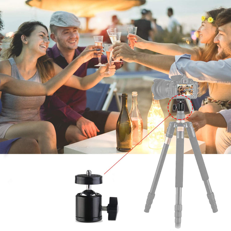 AOQIYUE Universal 1/4" Swivel Mini Ball Head Screw Tripod Mount（2 Pack）, 360 Degree Rotating Mount Base Adapter for DSLR Cameras HTC Vive Tripods Monopods Camcorder Light Stand
