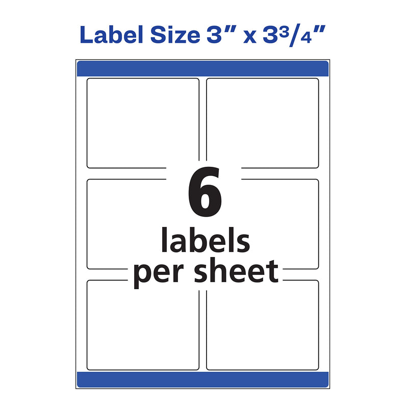 Avery Shipping Labels with Sure Feed, Print-to-the-Edge, 3" x 3-3/4", 150 White Labels (6874) 3" x 3-3/4"