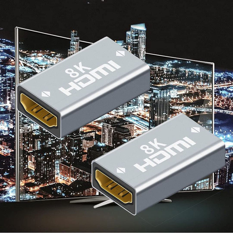 8K HDMI Coupler Female to Female 2 Pack, 3D HDMI Extension Cable Connector Aluminum Alloy for HDTV, Roku Stick, Computer, PC, Monitor, Laptop, Projector, DVD Player, AV Receiver Adapter, PS 5/4/3/2
