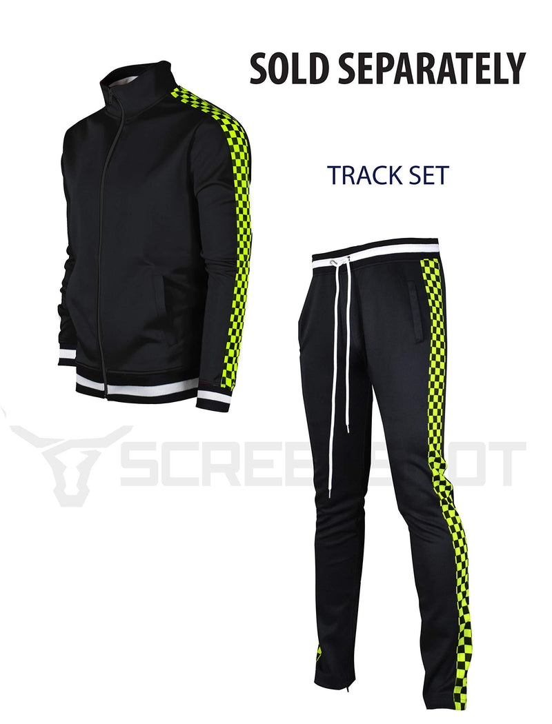 Screenshotbrand Mens Hip Hop Premium Slim Track Jacket - Side Taping Small F11854-black/Neon