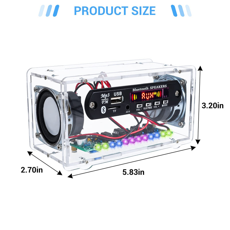 MiOYOOW DIY Electronics kit Ḅḷueṭooṭḥ Speaker with FṂ Radio, Soldering Practice Kit USB Mini Home Sound Amplifier DIY Kit with Digital Display and Colorful LED Lights for School Science Project