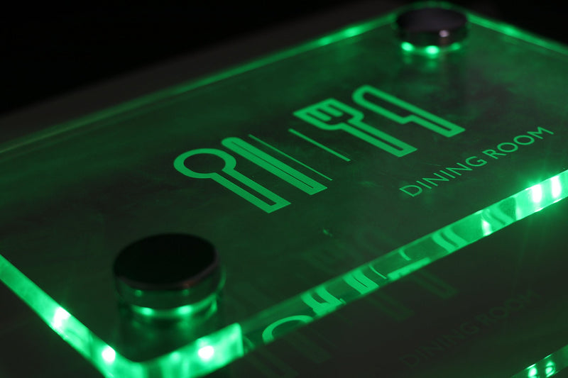 TOPNIKE LED Sign Standoffs 1"×1", Polished Chrome, Green LED Standoff Sign Holder, for Glass, Acrylic and Other Transparent Plates, Pack of 4 LED Standoffs with 1 Power Supply.