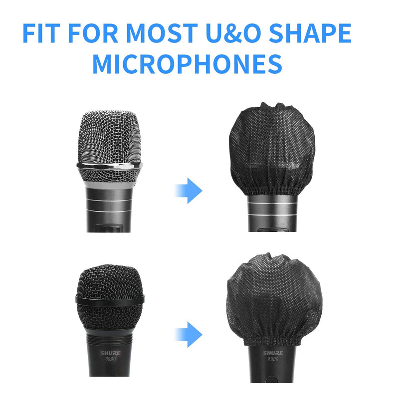 120pcs (60 pairs) Mic Covers Disposable Non-Woven, Individually Wrapped Mic Cover For Sanitary Mic Covers Disposable For Mic Microphone Windscreen & Pop Filters Black 120 pack-Black