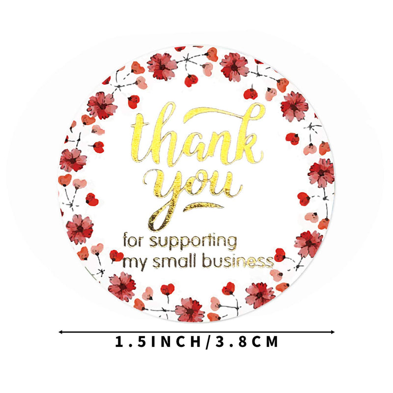 1.5"/38mm Thank You Stickers, 500pcs Circle Adhesive Label Per Roll, for Sealing , Wedding, Birthday and Party (1.5inredflower) 1.5inredflower