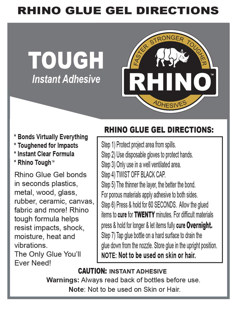 Rhino Glue Gel, Heavy Duty 40 Gram Clear Rhino Glue Gel, Heavy Duty 40 Gram Clear