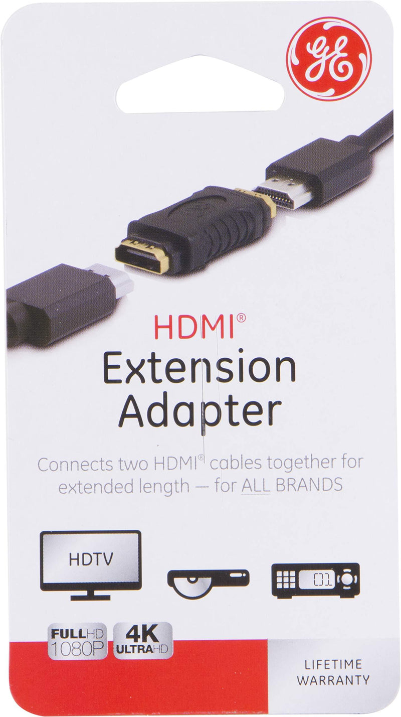 GE UltraPro HDMI Extension Adapter, 1080P Full HD, Extends Length of 2 HDMI Cables, Black, 33585