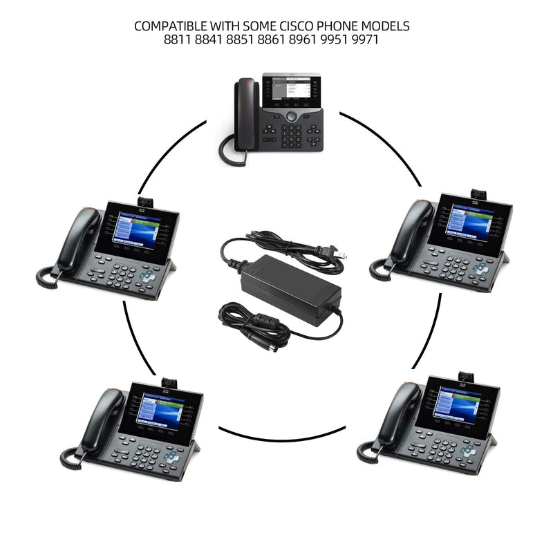 Skuai Ke 48v Power Supply Adapter , 48v dc Power Supply ,Compatible with Cisco IP Phone 8811, 8841, 8851,8861, 8865,8961,9951,9971.