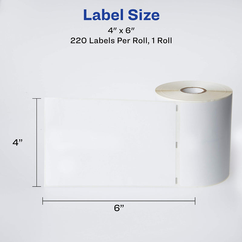 Avery Labels for Dymo Label Printers, Same Size as Dymo 1744907 Labels, 4 x 6, Roll of 220 Labels (4156), White