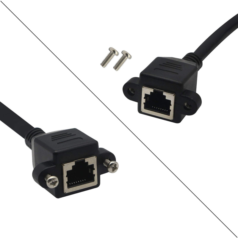 GINTOOYUN Panel Mount RJ45,RJ45 Male to Female 90 Degree Screw Panel Mount CAT6/5e/5 Shielded Network LAN Extender Cord Connector (Angled Right) Angled Right