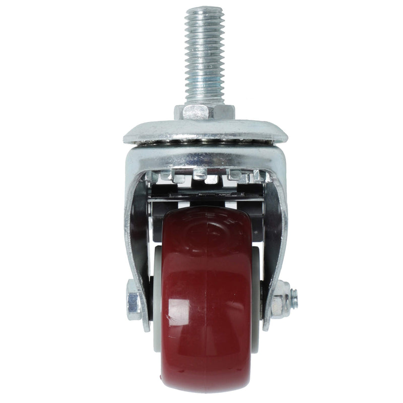 Finnhomy Swivel Caster Wheels 2 Inch Heavy Duty Threaded Stem Casters 1/2"-13 x 1" with Brake Set of 4 Premium Polyurethane Wheels PU Load Bearing 800 Lbs Anti-wear Smooth Casters, Red 1/2"-13x1"(with brake)