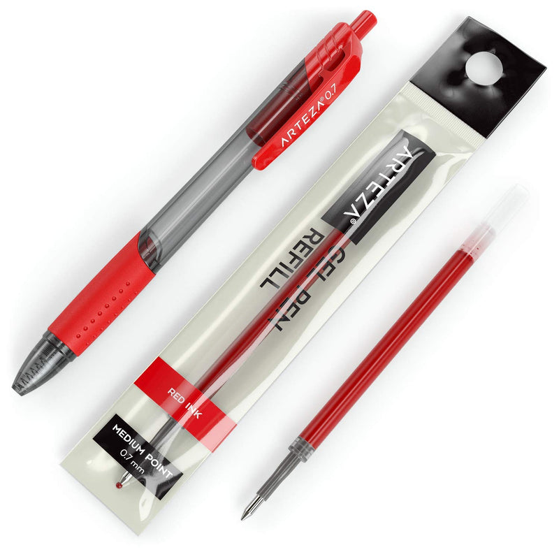 Arteza Gel Pen Refills, Pack of 36 Red Roller Ball Gel Ink Pen Refills, Quick-Drying, Nontoxic, Fine Point, Office Supplies for Writing, Taking Notes & Sketching Pack 36 (Refills)