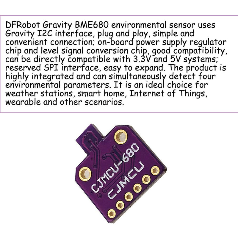 KOOBOOK 1Pcs BME680 Temperature, Humidity, Pressure and Gas Sensor Breakout Board Module 3.3V/5V for Arduino Raspberry Pi