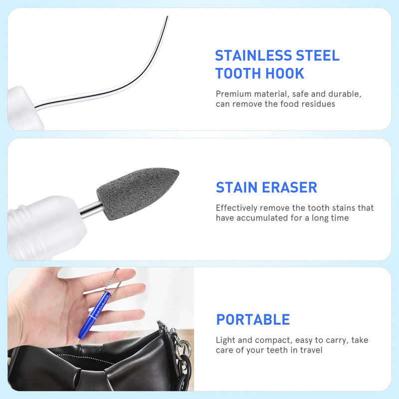 Healifty Dental Tools To Remove Plaque and Tartar, 2pcs Mini Travel Teeth Cleaning Tools, Stainless Steel Dental Hygiene Oral Care Kit with Plaque Remover, Tartar Scraper, with Chain