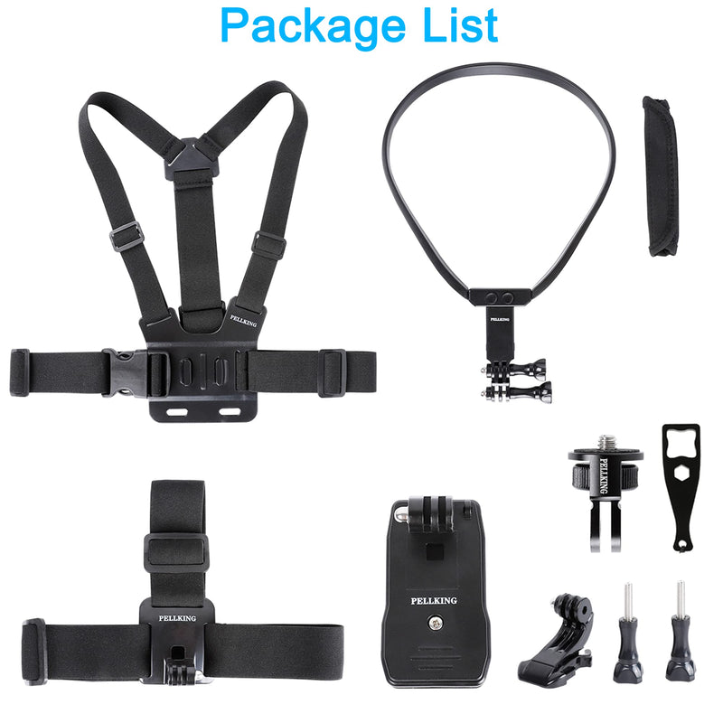 PellKing Accessories Kit for Insta360 ONE GO 3 X3 X2 X RS R, 4in1 Chest Strap Mount Harness/Head Mount/Neck Holder/Backpack Strap Mount