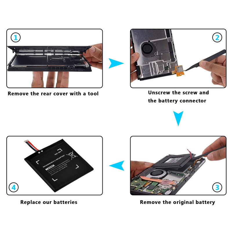 Pickle Power HAC-003 Battery Replacement for Switch 2017 Game Console HAC-001 Internal Battery with Tool(Not Compatible with Switch Lite) Black