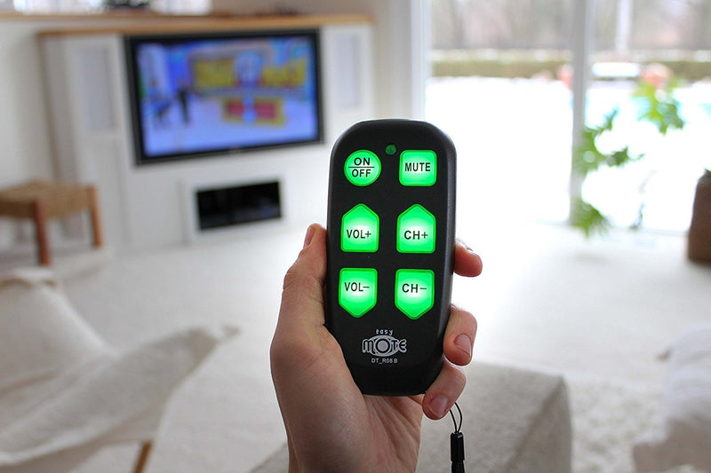 Universal Big Button TV Remote - EasyMote | Backlit, Easy Use, Smart, Learning Television & Cable Box Controller, Perfect for Assisted Living Elderly Care. Black TV Remote Control