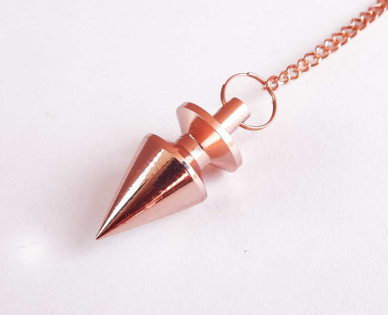 Cone with Round Ring Copper Metal Pendulum. Healing Dowsing Metaphysical Meditation Divination Pendulum. Round Ring Plate - Copper