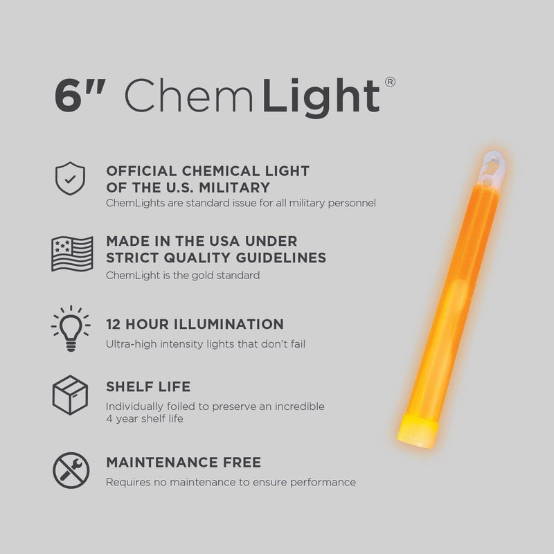 Cyalume - 9-97530 ChemLight Military Grade Chemical Light Sticks – 12 Hour Duration Light Sticks Provide Intense Light, Ideal as Emergency or Safety Lights, for Tactical Applications, Hiking or Camping and Much More, Standard Issue for U.S. Military Pe...