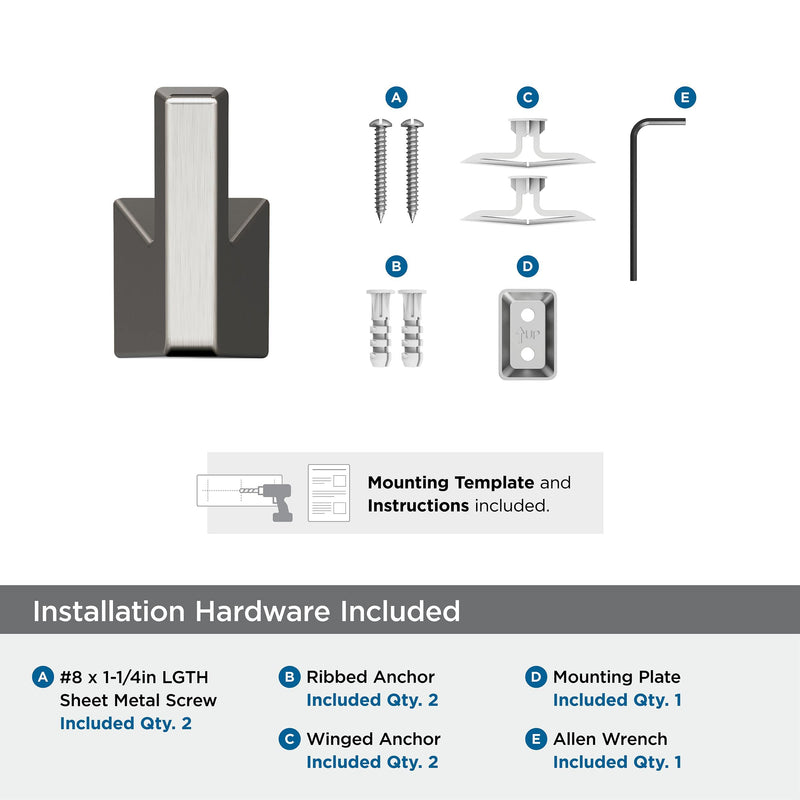 Amerock | Single Robe Hook | Satin Nickel | Blackrock | Towel Hook | Bath Hardware | Bathroom Accessories Brushed Nickel